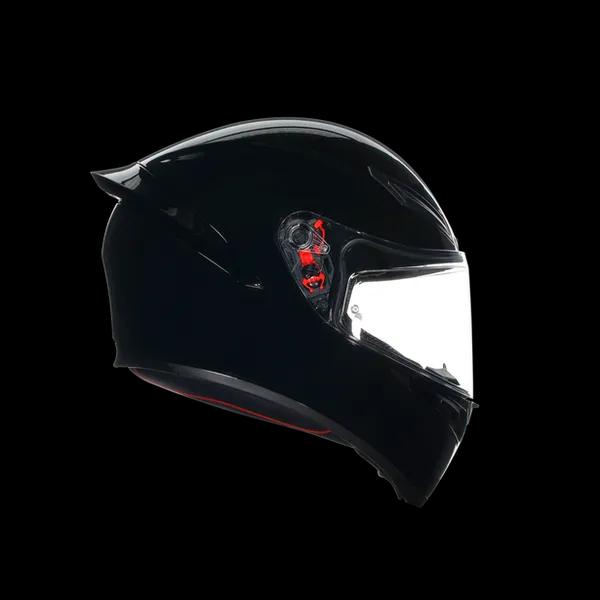 Racing World - RESTOCK! AGV K1 Solid Black Helmet Aerodynamic shape,  racing-developed front air vents and wind-tunnel engineered aero spoiler  maximize performances while providing stability at higher speed. Panoramic  anti-scratch visor allows